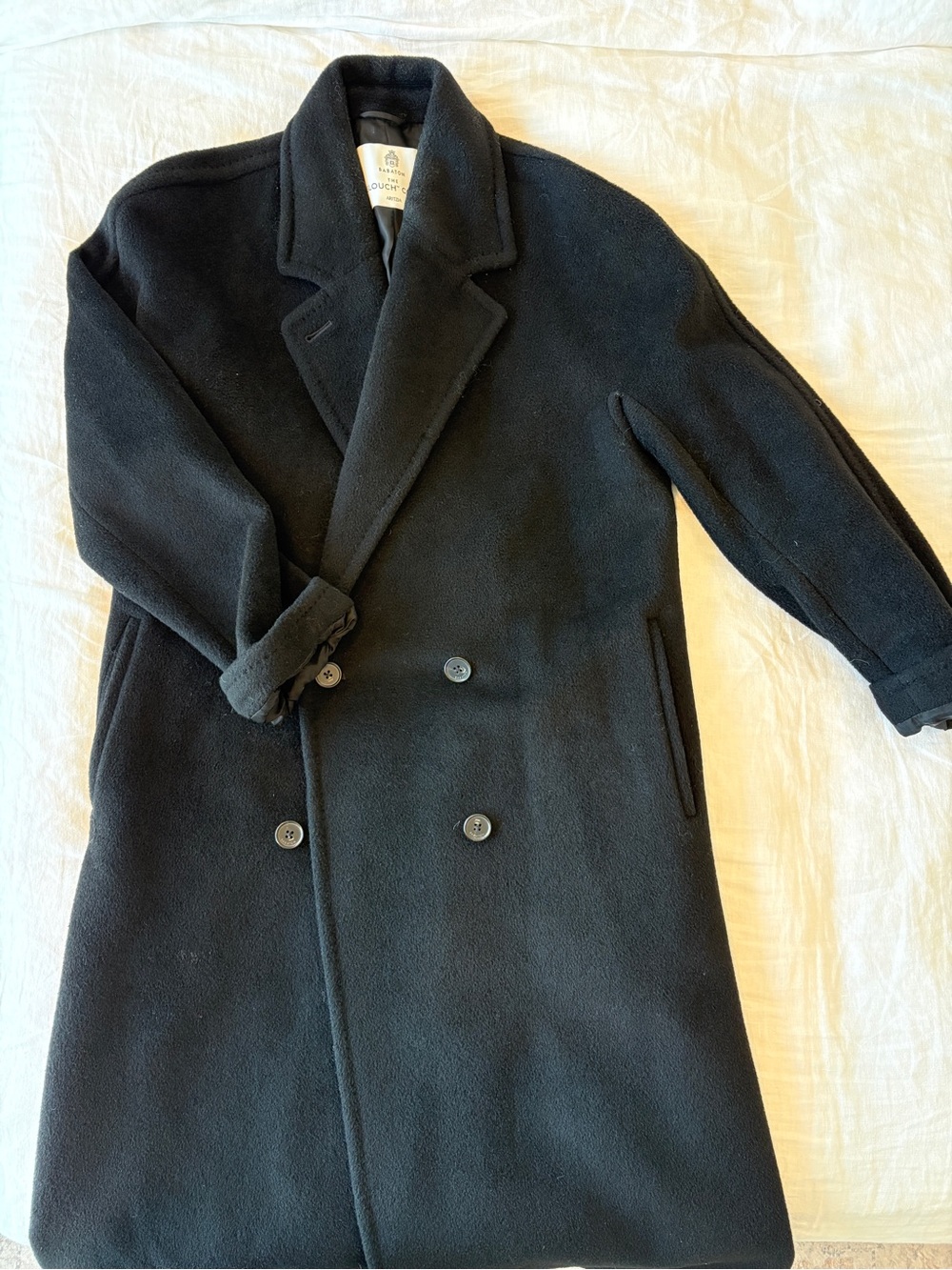Aritzia Babaton Slouch Coat Black Camel Hair Wool Size S